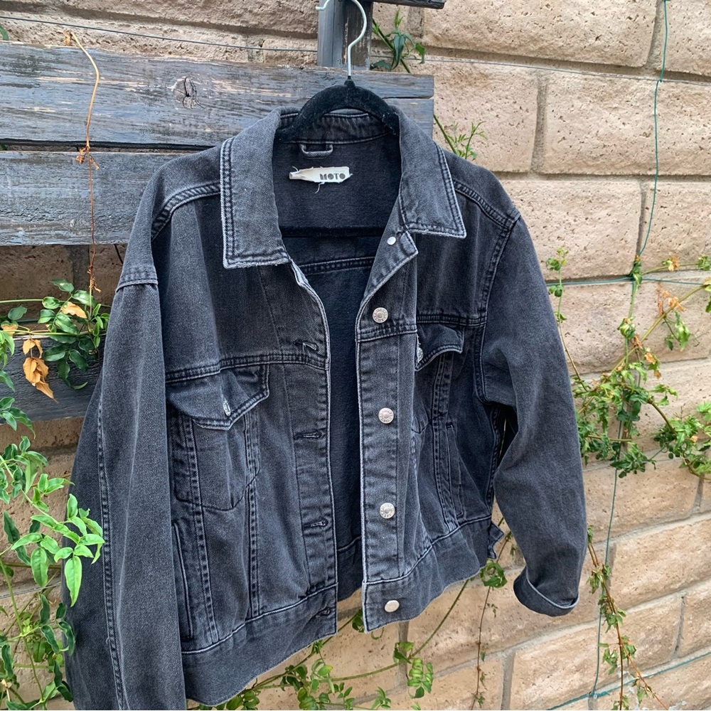 Topshop Washed Black Denim Jacket